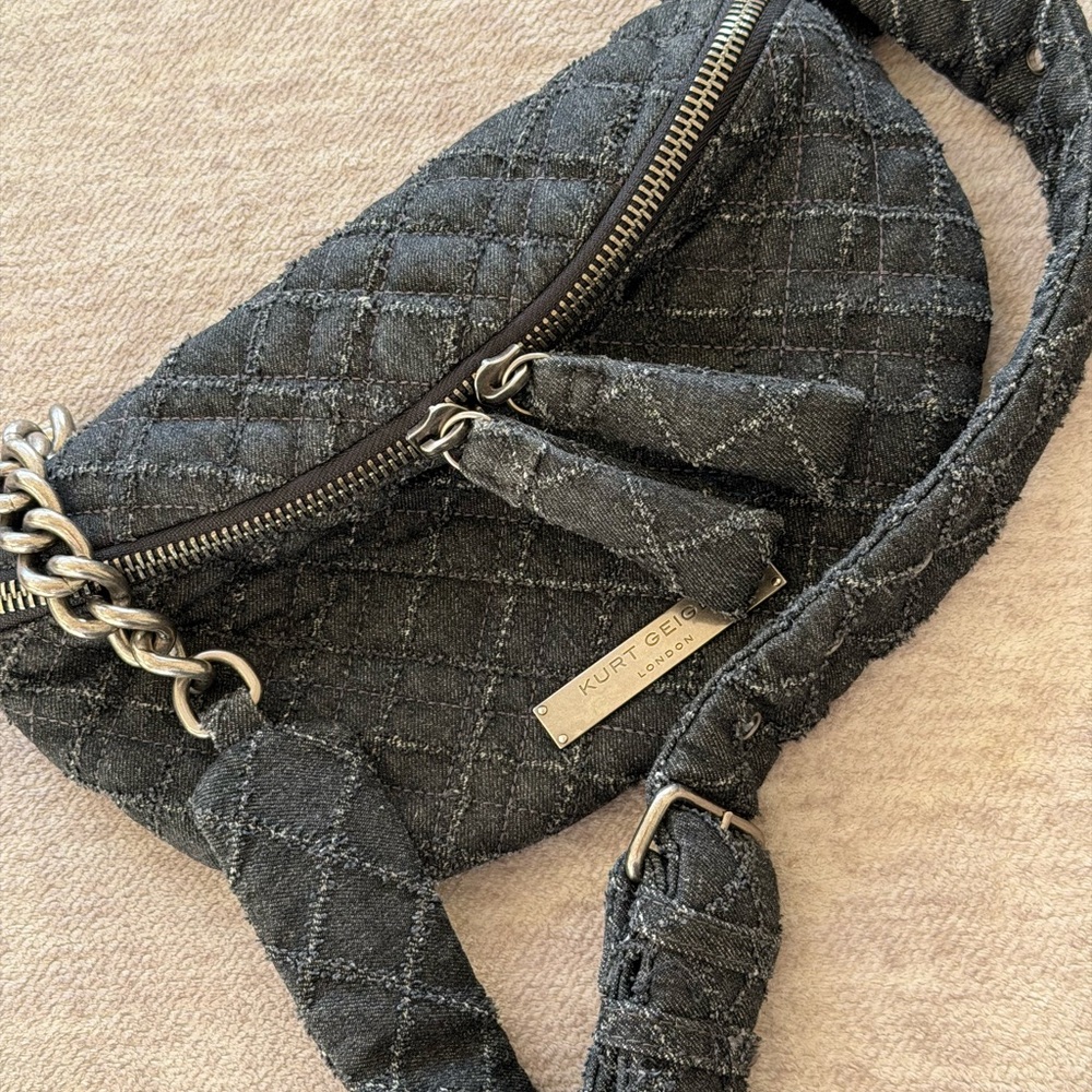 Kurt Geiger London Black Quilted Brixton Belt Bag or crossbody - Picture 6 of 12